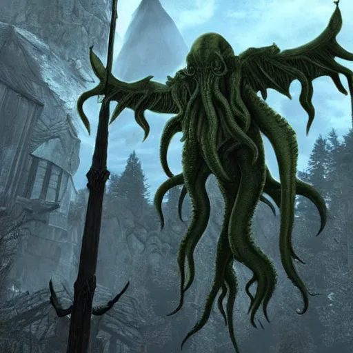 Prompt: Cthulhu in skyrim