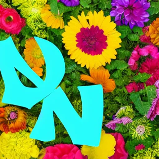 Image similar to the letter a made of colorful flowers.