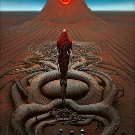 Image similar to the queen of mars by zdzisław beksiński, dariusz zawadzki, jeffrey smith and h.r. giger, oil on canvas, 8k highly professionally detailed, trending on artstation