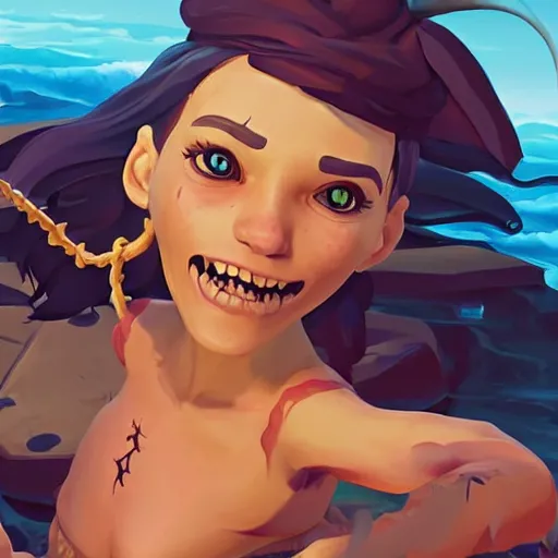 Image similar to painting jack the pirate mermaid on sea of thieves game avatar hero smooth face median photoshop filter cutout vector behance hd by jesper ejsing, by rhads, makoto shinkai and lois van baarle, ilya kuvshinov, rossdraws, illustration, art by ilya kuvshinov and gustav klimt