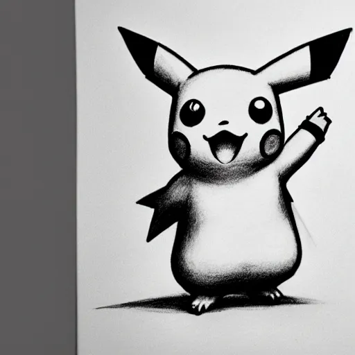 Image similar to pikachu drawing on paper, pencil drawing, global illumination, photorealistic