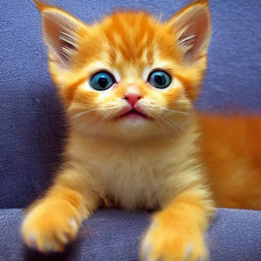 Image similar to surprised cute fluffy orange tabby kitten