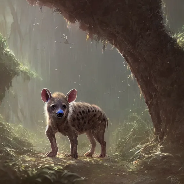 Prompt: a beautiful painting of a cute brown hyena. gray otter. in a forest. disney character design by cory loftis, fenghua zhong, ryohei hase, ismail inceoglu and ruan jia. artstation, volumetric light, detailed, photorealistic, rendered in octane