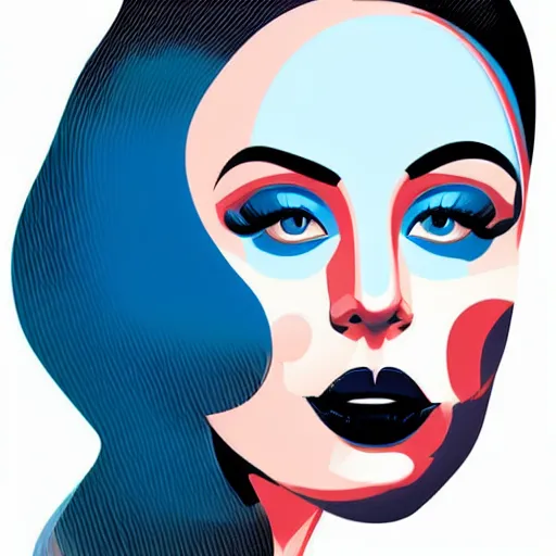 Image similar to a woman's face with a blue background, vector art by tom whalen, featured on behance, pixel art, flat shading, black background, character