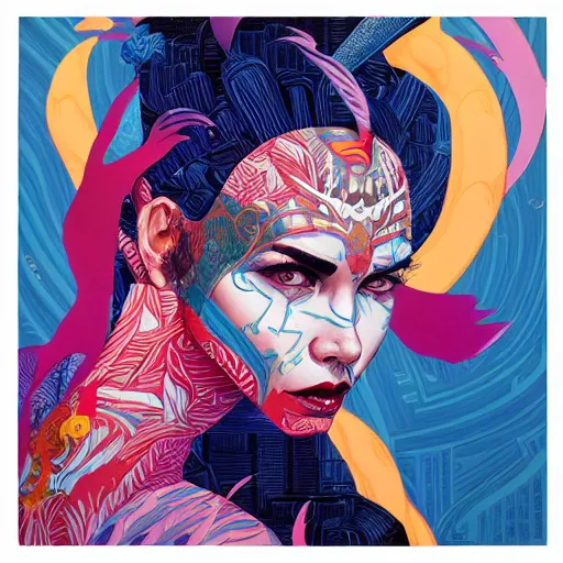 Image similar to Tristan Eaton, victo ngai, artgerm, Lofi dragon lady portrait