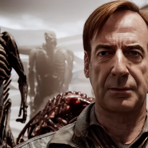 Image similar to film still of saul goodman in aliens, unreal engine, uhd, by hr giger