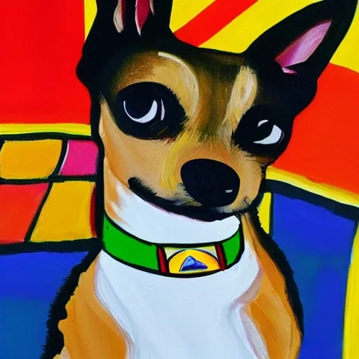 Prompt: abstract painting of a Chihuahua and taco bell