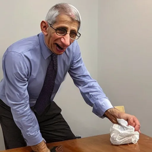 Prompt: a photo of Anthony Fauci grimacing, struggling to have a bowel movement in his diaper