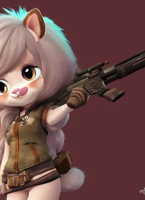 Image similar to female furry mini cute style, character adoptable, highly detailed, rendered, ray - tracing, cgi animated, 3 d demo reel avatar, style of maple story and zootopia, maple story gun girl, fox from league of legends chibi, soft shade, soft lighting