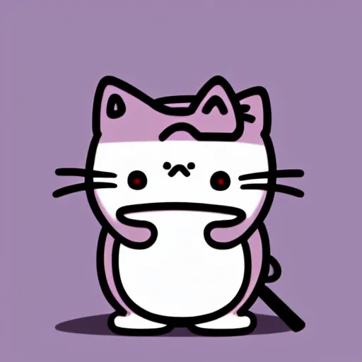 Image similar to Kirby as Pusheen the cat, cartoon illustration, cute