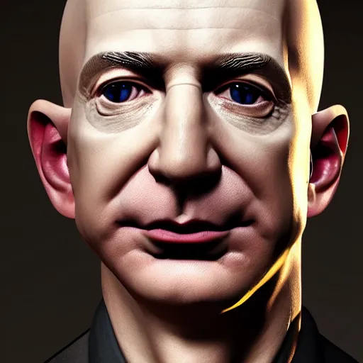 Prompt: portrait of jeff bezos as voldemort, au naturel, hyper detailed, digital art, trending in artstation, cinematic lighting, studio quality, smooth render, unreal engine 5 rendered, octane rendered, art style by klimt and nixeu and ian sprigger and wlop and krenz cushart.