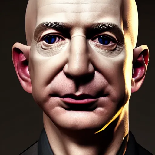 Image similar to portrait of jeff bezos as voldemort, au naturel, hyper detailed, digital art, trending in artstation, cinematic lighting, studio quality, smooth render, unreal engine 5 rendered, octane rendered, art style by klimt and nixeu and ian sprigger and wlop and krenz cushart.