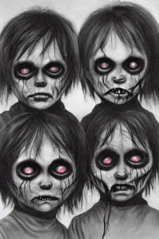 Image similar to black eyed kids, creepy, demonic