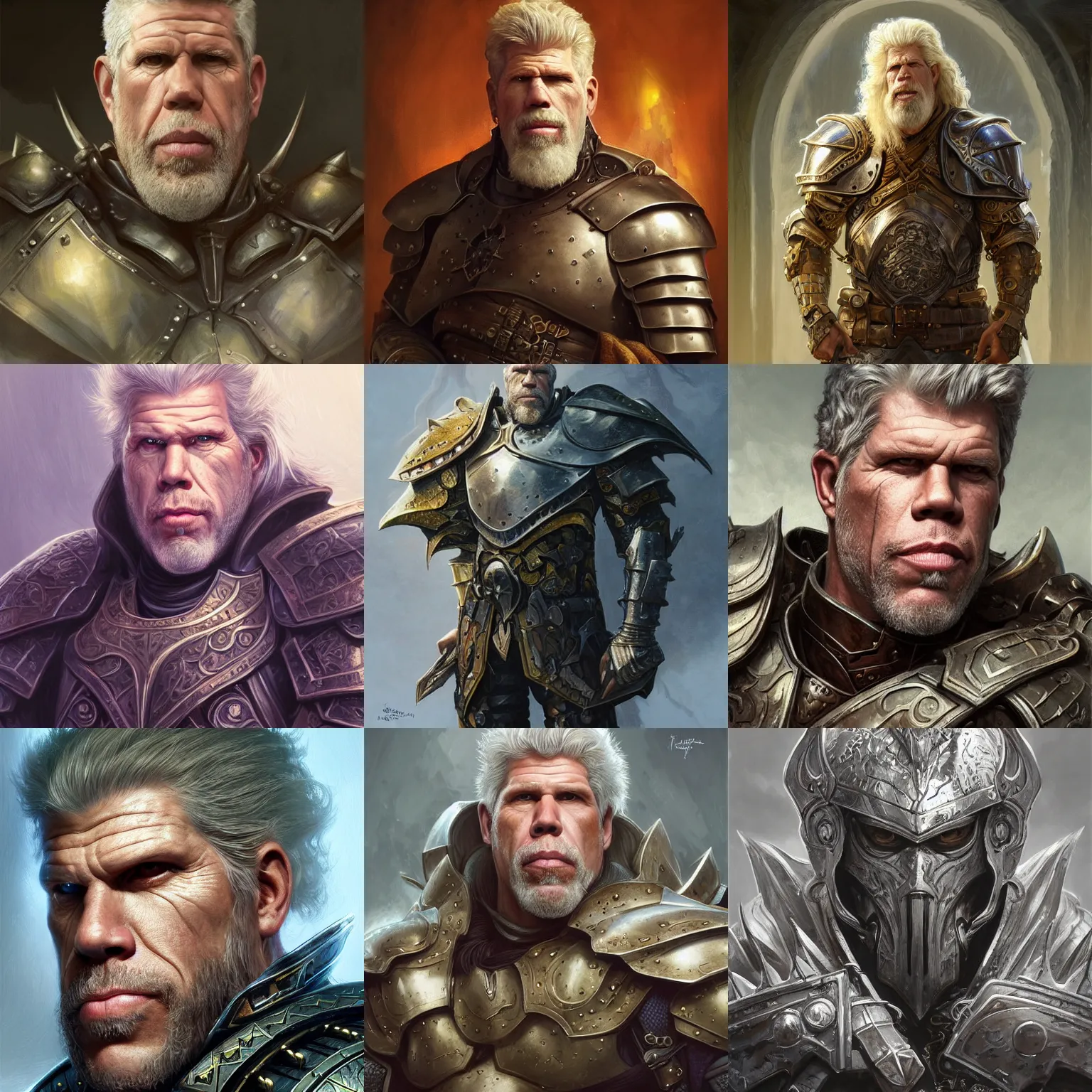 Prompt: portrait of ron perlman wearing armor, D&D, fantasy, elegant, intricate, headshot, highly detailed, digital painting, full body, artstation, concept art, sharp focus, illustration, art by artgerm and greg rutkowski and alphonse mucha - w 1024