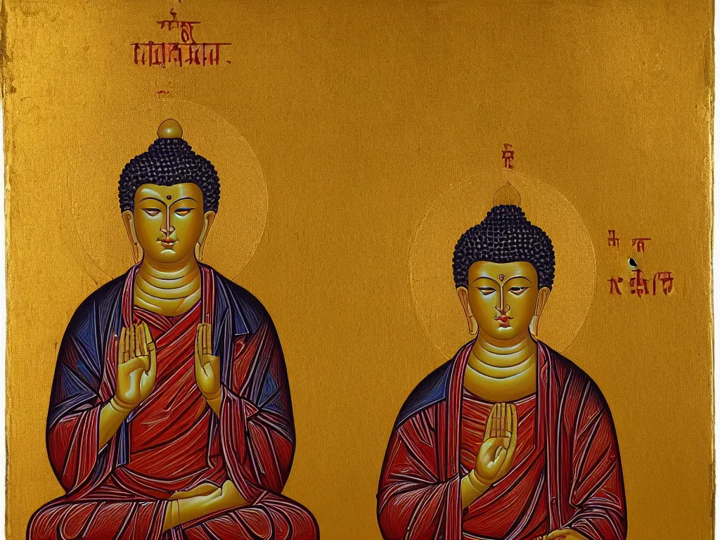 Image similar to Portrait of the Buddha. Russian Orthodox icon.