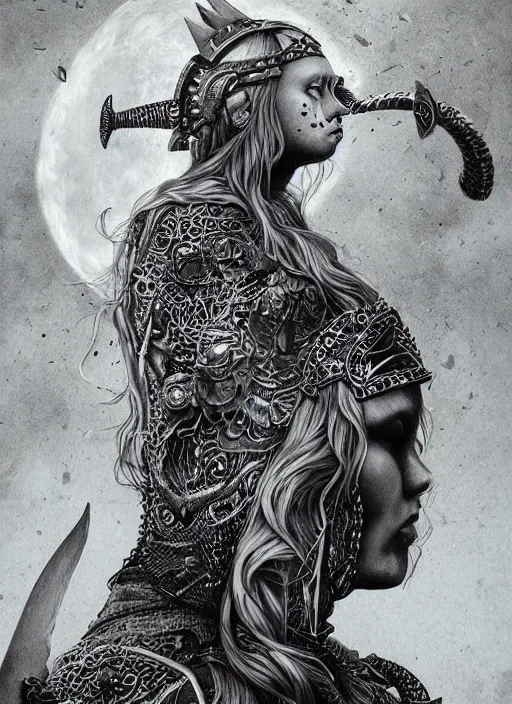 Image similar to Viking goddess painting by Dan Hillier, trending on artstation, artstationHD, artstationHQ, 4k, 8k