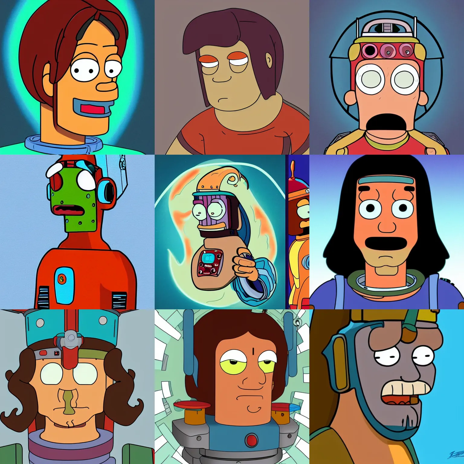 Prompt: jesus as a futurama robot character, 2 d, portrait still detailed