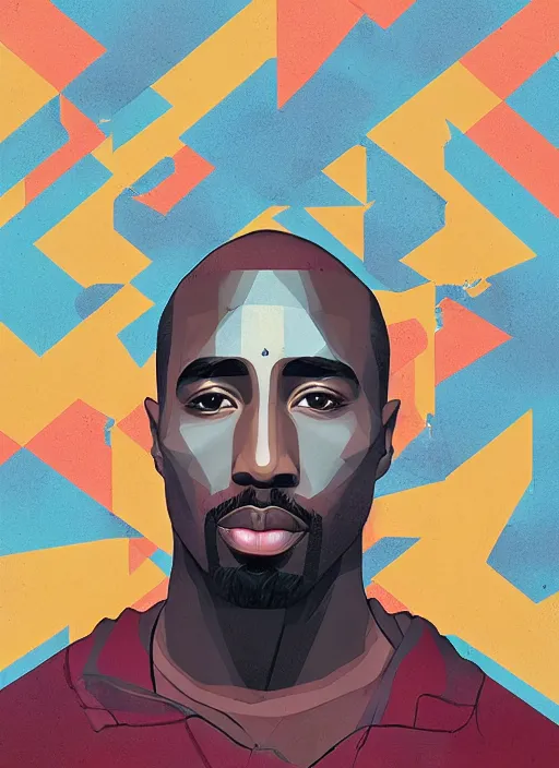 Prompt: symmetry!! portrait of tupac shakur by sachin teng, organic, cables, matte painting, geometric shapes, hard edges! graffiti, street art