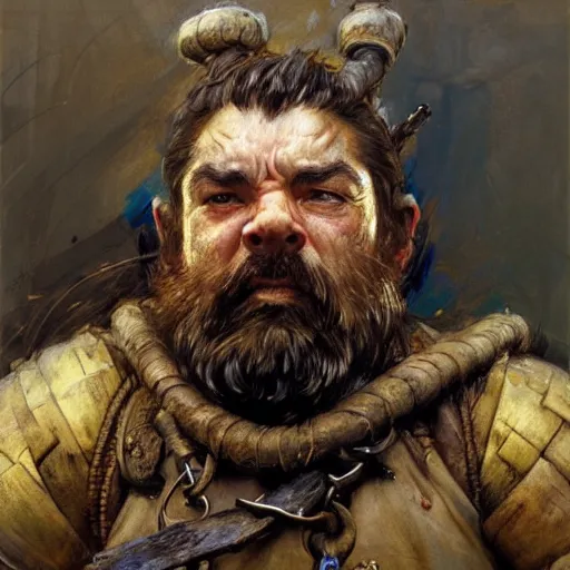 Image similar to highly detailed portrait of a dwarf peasant in the form of a tough male.. art by donato giancola, eugene delacroix, ruan jia, carl larsson, peter mohrbacher. trending on artstation, intricate details, energetic composition, golden ratio, concept art, illustration, elegant art, global illuminaition