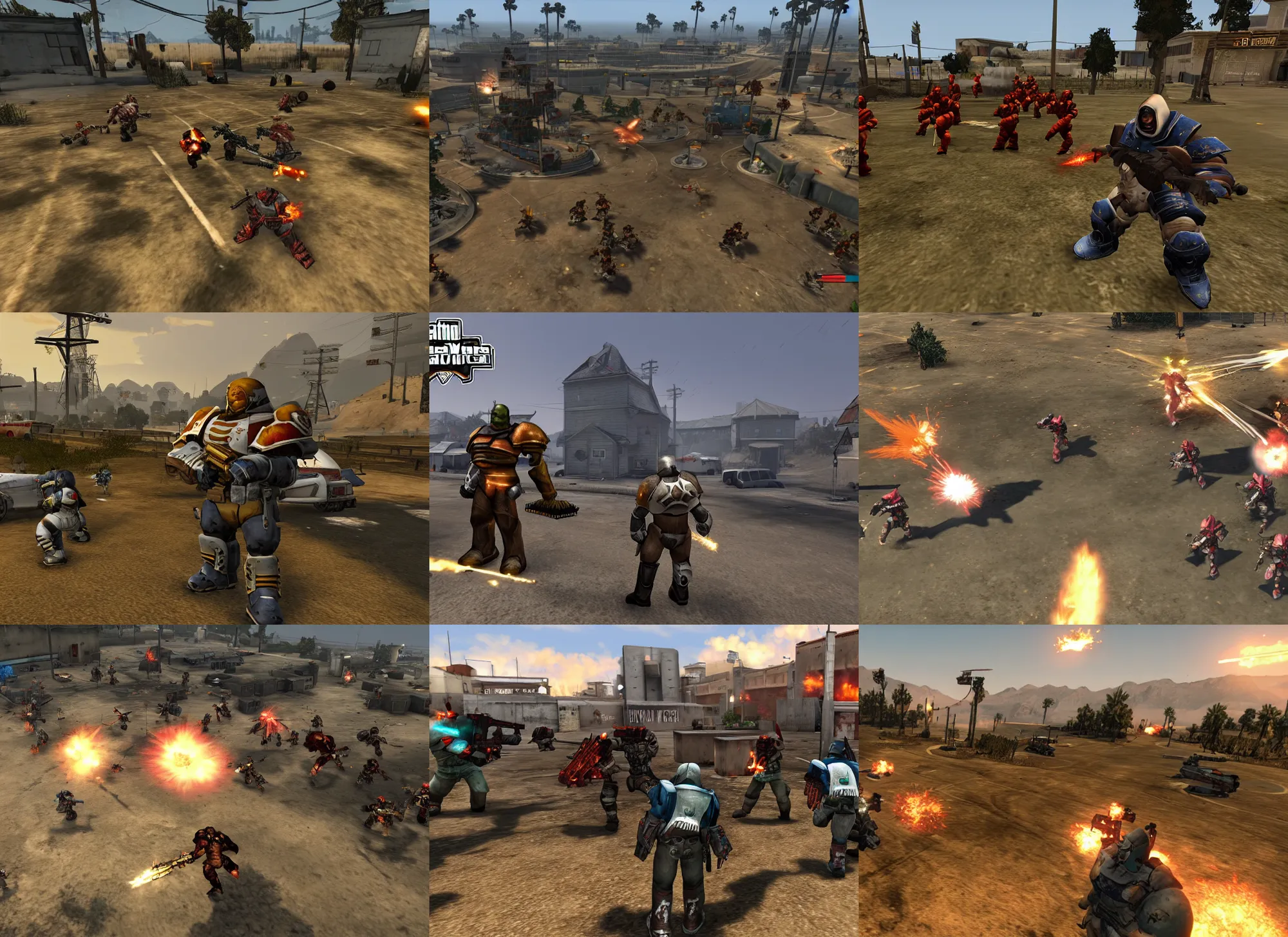 Prompt: gta san andreas and dawn of war in one game