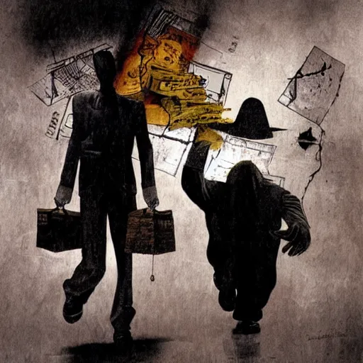 Image similar to Running from the law, by Dave McKean