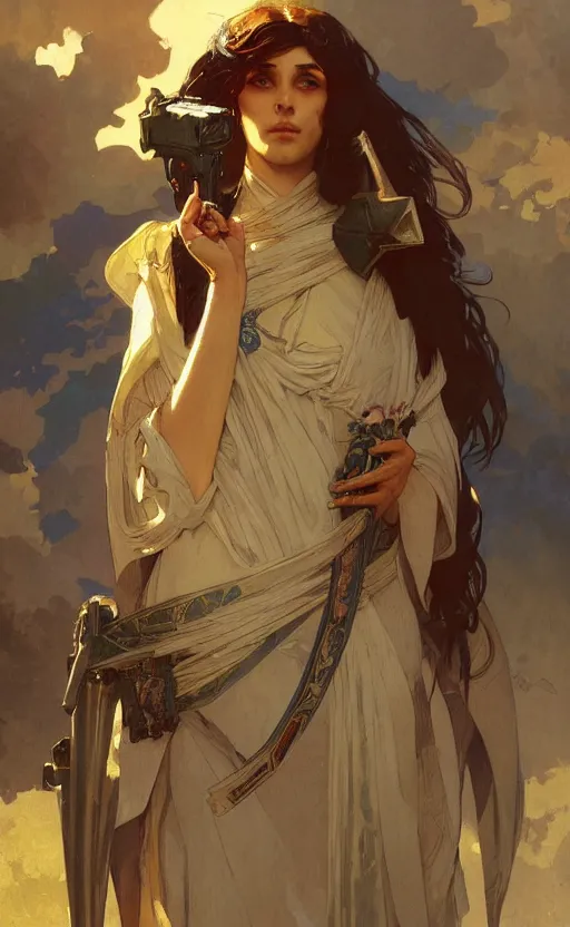 Prompt: a personification of the country israel, highly detailed, digital painting, artstation, concept art, sharp focus, illustration, art by greg rutkowski and alphonse mucha