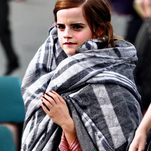 Prompt: emma watson cold grasping for her blanket