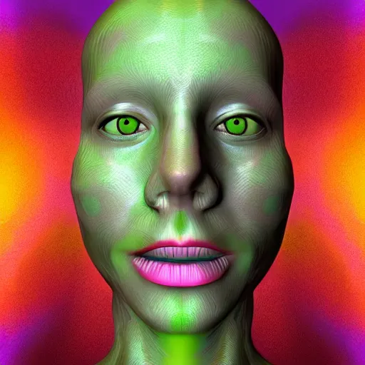 Prompt: 3D render of a psychedelic human face