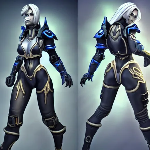 Image similar to full body shot of 2B as a Starcraft 2 character, highly-detailed