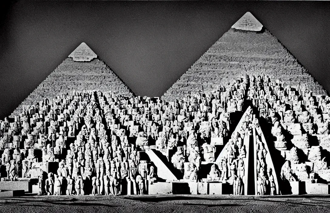 Prompt: the pyramid of figures is drawn together pattern is based on classical sarcophagi intact flawless ambrotype from 4 k criterion collection remastered cinematography gory horror film, ominous lighting, evil theme wow photo realistic postprocessing cornucopia photograph by ansel adams
