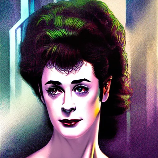 Image similar to Sean Young Rachael from blade runner colored digital illustration by Mark Brooks