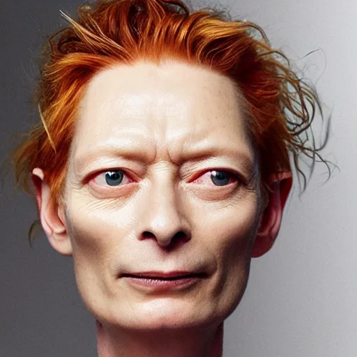 Image similar to a bowl of lentils with tilda swinton face