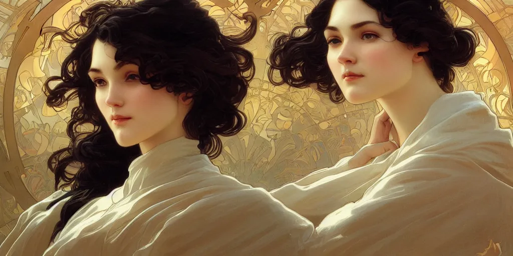 Image similar to inside the curl of a wave, elegant, highly detailed, portrait, digital painting, artstation, concept art, smooth, sharp focus, illustration, ArtStation, art by artgerm and greg rutkowski and alphonse mucha and J. C. Leyendecker and Edmund Blair Leighton and Charlie Bowater