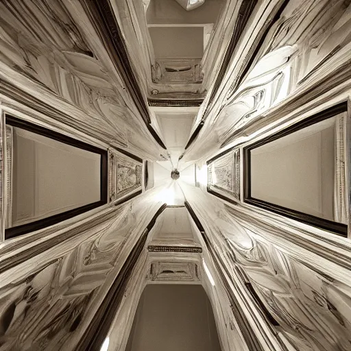 Prompt: a room with a ceiling that is impossibly high, liminal space, familiar / unfamiliar