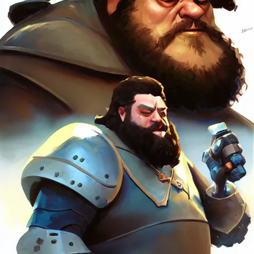 Image similar to greg manchess portrait painting of armored rubeus hagrid as overwatch character, medium shot, asymmetrical, profile picture, organic painting, sunny day, matte painting, bold shapes, hard edges, street art, trending on artstation, by huang guangjian and gil elvgren and sachin teng