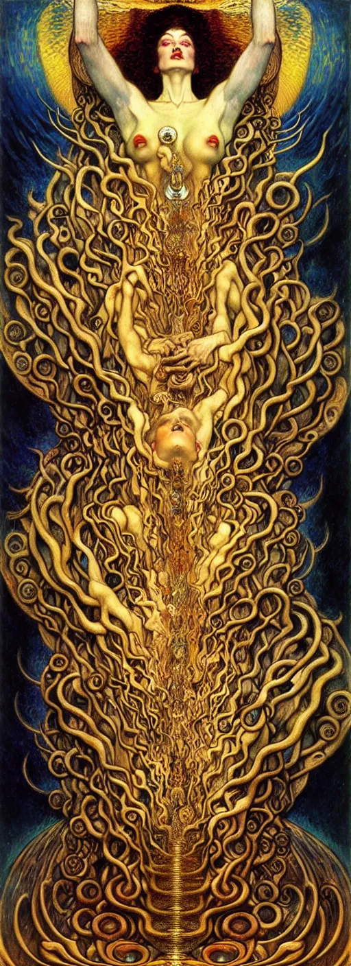 Image similar to Divine Chaos Engine by Karol Bak, Jean Delville, William Blake, Gustav Klimt, and Vincent Van Gogh, symbolist, visionary