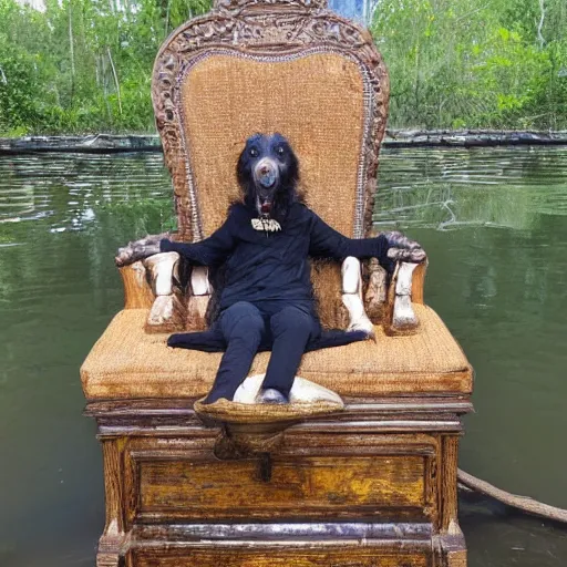 Prompt: Alligator sitting in a throne