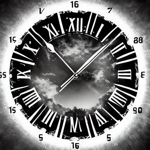 Image similar to the clock stop when you reach the end of time, surreal, transcendent plan of existence