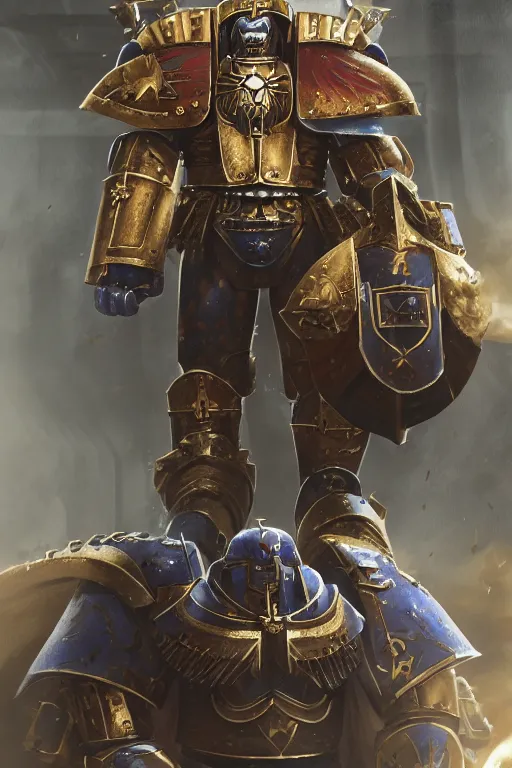 Image similar to armor portrait heros warhammer 4 0 k horus heresy fanart - the primarchs emperor by johannes helgeson animated with vfx concept artist & illustrator global illumination ray tracing hdr fanart arstation zbrush central hardmesh 8 k octane renderer comics stylized