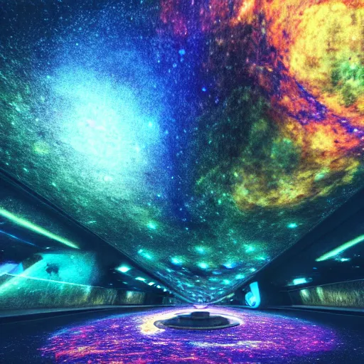 Prompt: Tunnel in a galaxy made of stars, space, nebulas stars Dmt Psychedelic cosmos, cosmic, Hallucination, night sky; 8k, artstation, unreal engine, octane render, hdr, surrealistic, hyperrealism, glow, photorealistic, volumetric lighting, Dreamy, dynamic, mystical