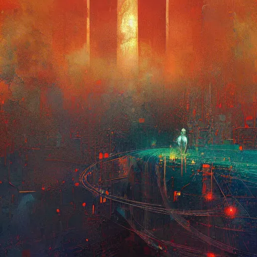 Prompt: a abstract painting of artificial intelligence, digital art, by John Coltrane and Marc Simonetti, Manic, inspired by Greg rutkowski