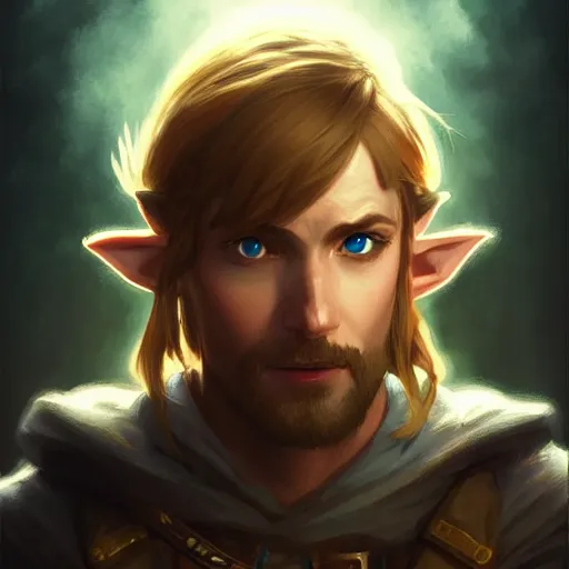 Image similar to Portrait of Link from Zelda, highly detailed, digital painting, artstation, concept art, sharp focus, illustration, art by greg rutkowski and alphonse mucha