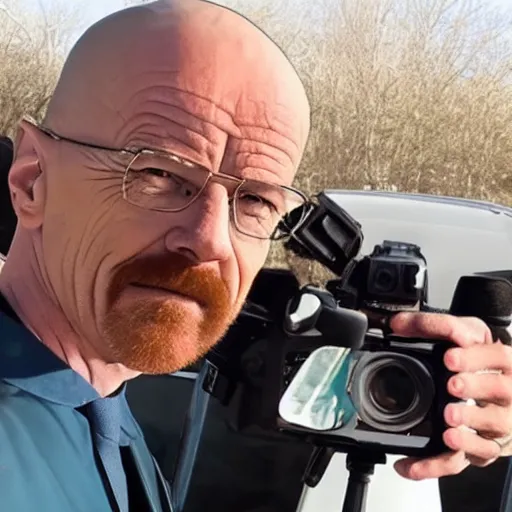Prompt: walter white vlogging with saul goodman & associates in preparation for the divorce