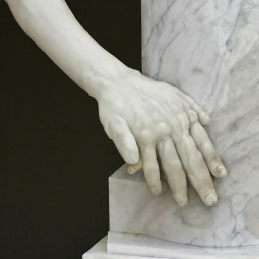 Prompt: marble sculpture of a hand