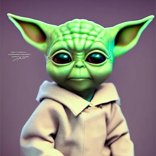 Image similar to epic digital art of baby yoda as a policeman, 8k, cinematic, hyperdetalied, high quality, best on artstation, cgsociety, studio lighting,