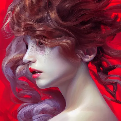 Prompt: a painting of a woman who made of curly and transparent feathers cloud with red edges is holding a sword, a digital painting by charlie bowater, trending on artstation, metaphysical painting, speedpainting, made of feathers, digital painting, holographic undertones, highly saturated colors, 4 k, digital art, concept art, trending on artstation