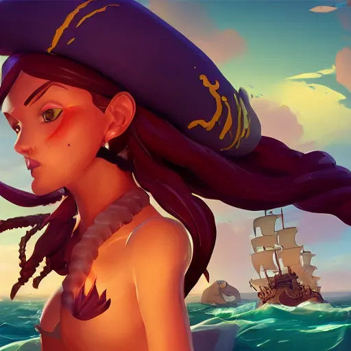 Image similar to jack the pirate mermaid on sea of thieves game avatar hero, behance hd by jesper ejsing, by rhads, makoto shinkai and lois van baarle, ilya kuvshinov, rossdraws global illumination