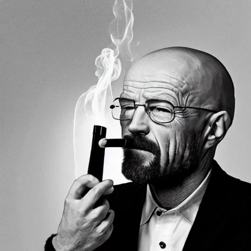 Prompt: walter white smoking out of a bong
