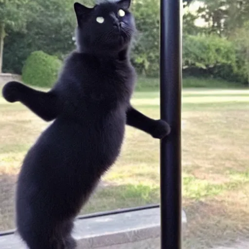 Image similar to chubby black cat doing pole dance