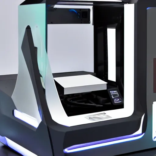 Image similar to futuristic 3 d printer